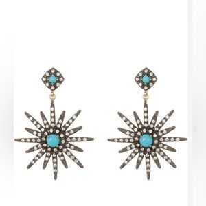 Adornia 14K Gold Turquoise and Swarovski Crystal Earrings